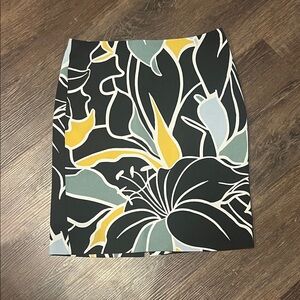 Ann Taylor Factory Black Floral Pencil Skirt